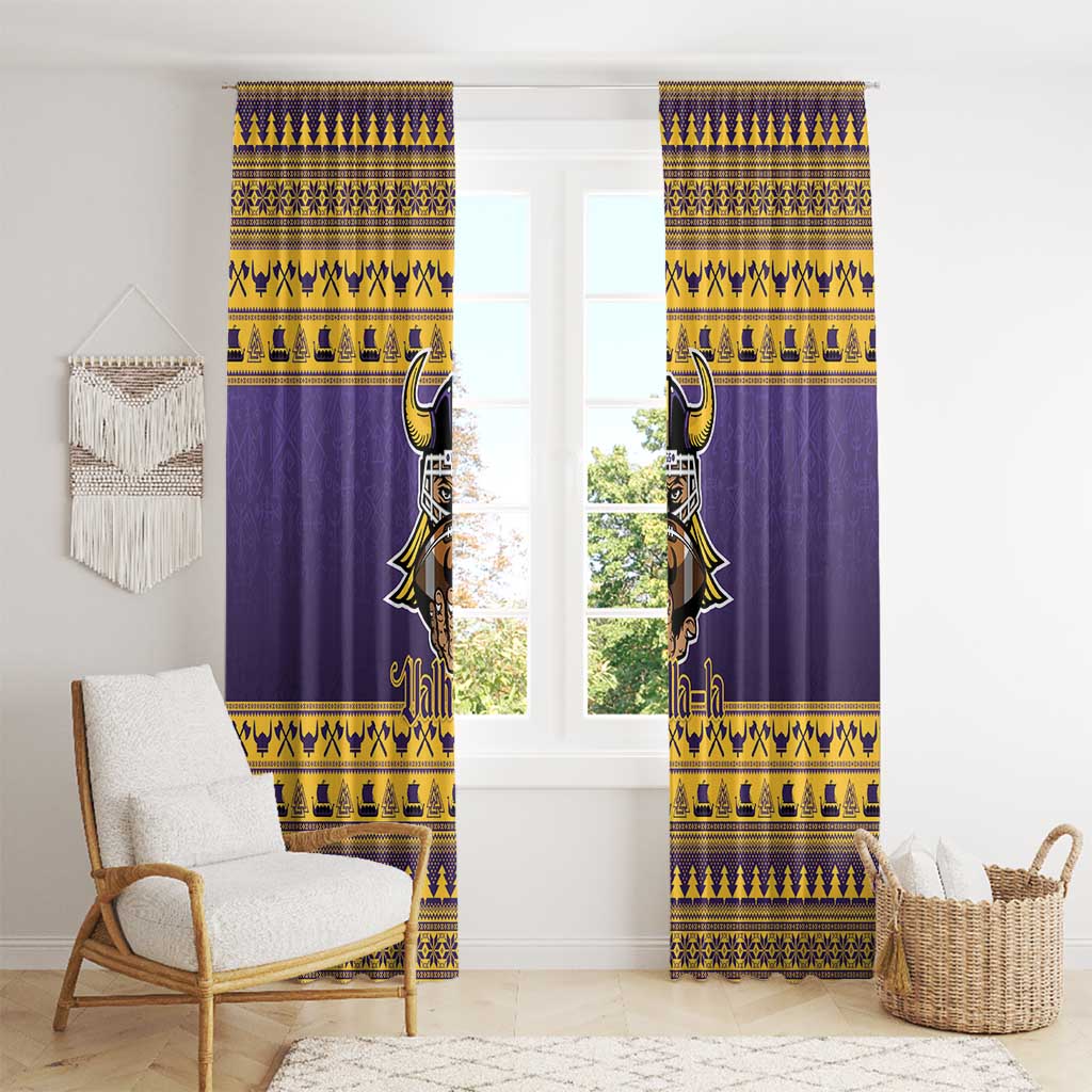Viking-Inspired Football Christmas Window Curtain Valhalla-la Viking Warrior - Wonder Print Shop