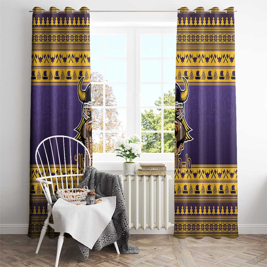 Viking-Inspired Football Christmas Window Curtain Valhalla-la Viking Warrior - Wonder Print Shop