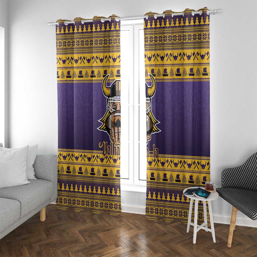 Viking-Inspired Football Christmas Window Curtain Valhalla-la Viking Warrior - Wonder Print Shop
