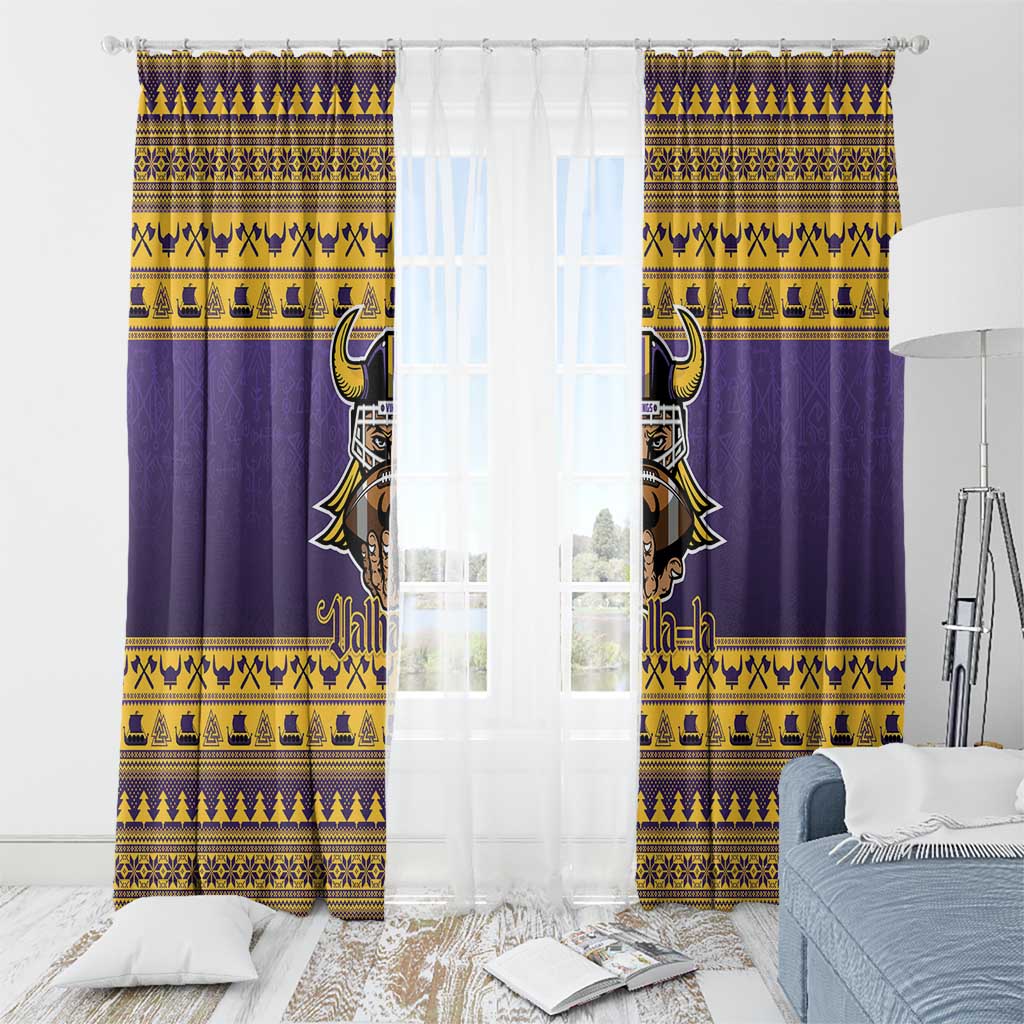 Viking-Inspired Football Christmas Window Curtain Valhalla-la Viking Warrior - Wonder Print Shop