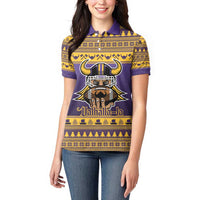 Viking-Inspired Football Christmas Women Polo Shirt Valhalla-la Viking Warrior - Wonder Print Shop