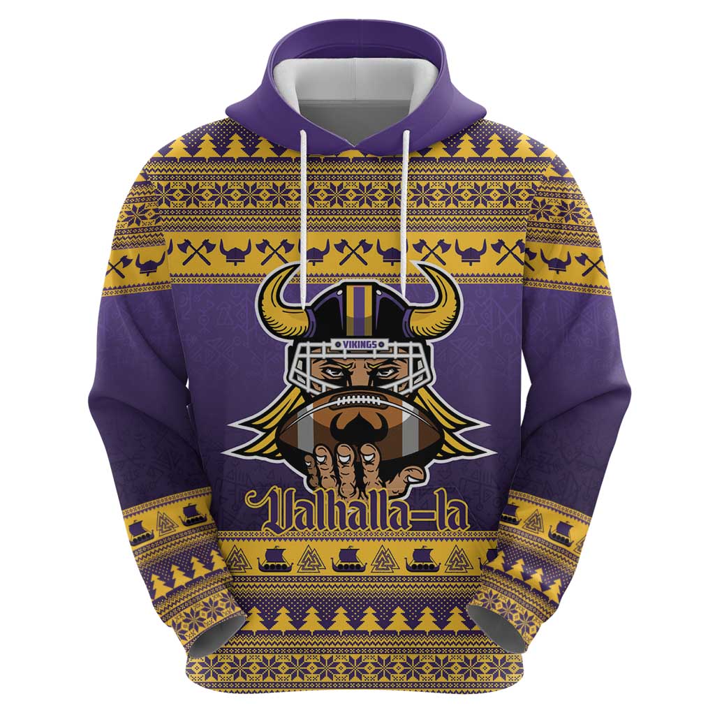Viking-Inspired Football Christmas Zip Hoodie Valhalla-la Viking Warrior - Wonder Print Shop