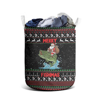 Merry Fishmas Santa Riding Bass Laundry Basket Funny Christmas - Wonder Print Shop