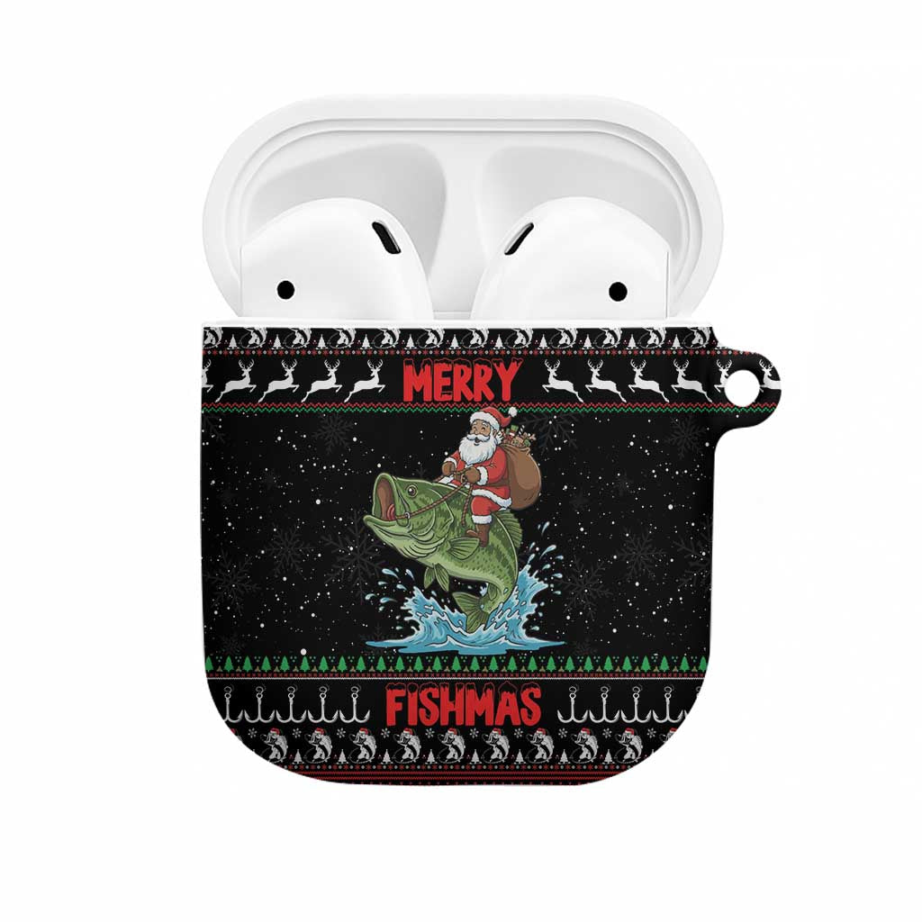 Merry Fishmas Santa Riding Bass AirPods Case Funny Christmas - Wonder Print Shop