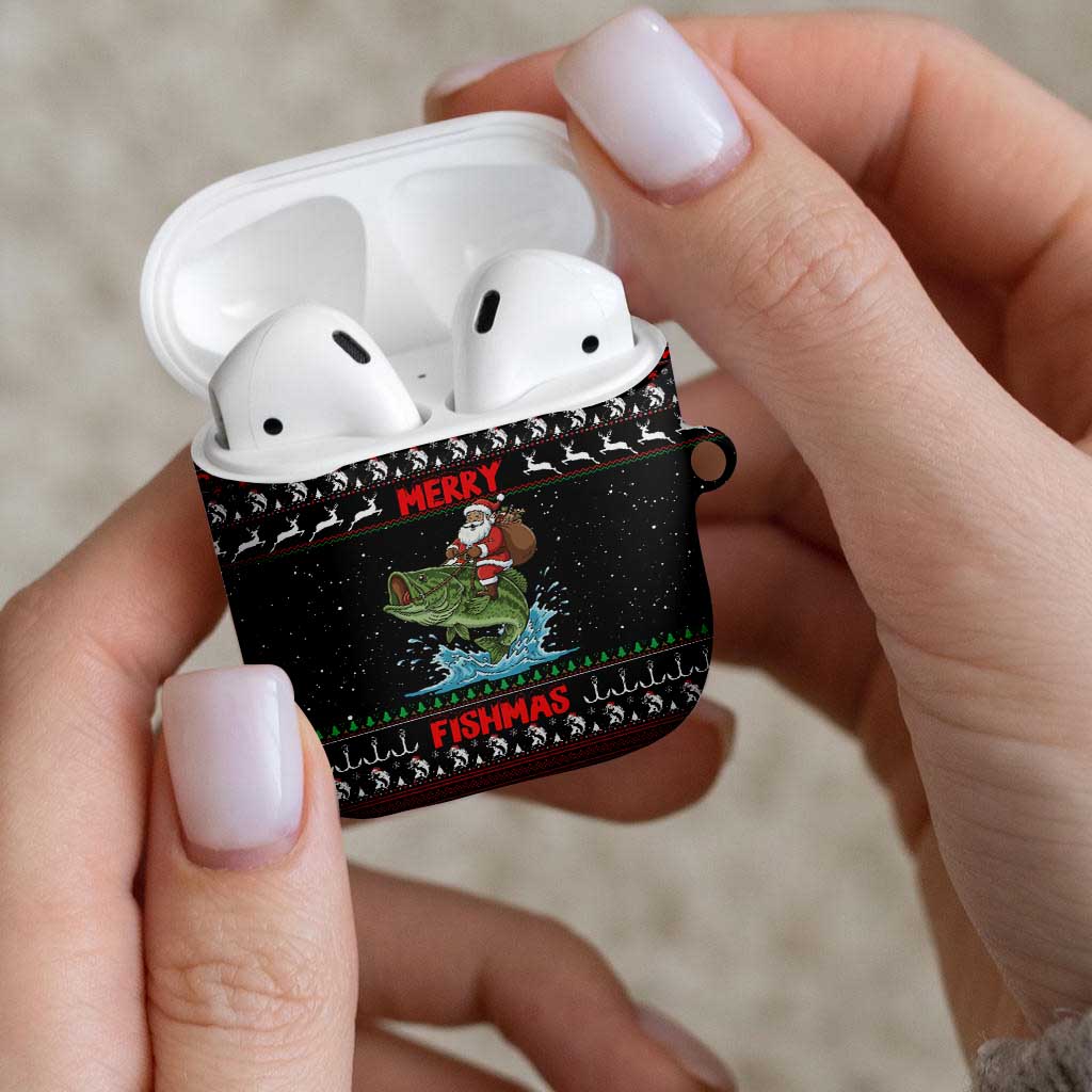 Merry Fishmas Santa Riding Bass AirPods Case Funny Christmas - Wonder Print Shop