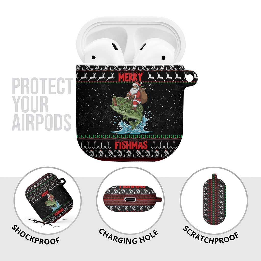 Merry Fishmas Santa Riding Bass AirPods Case Funny Christmas - Wonder Print Shop