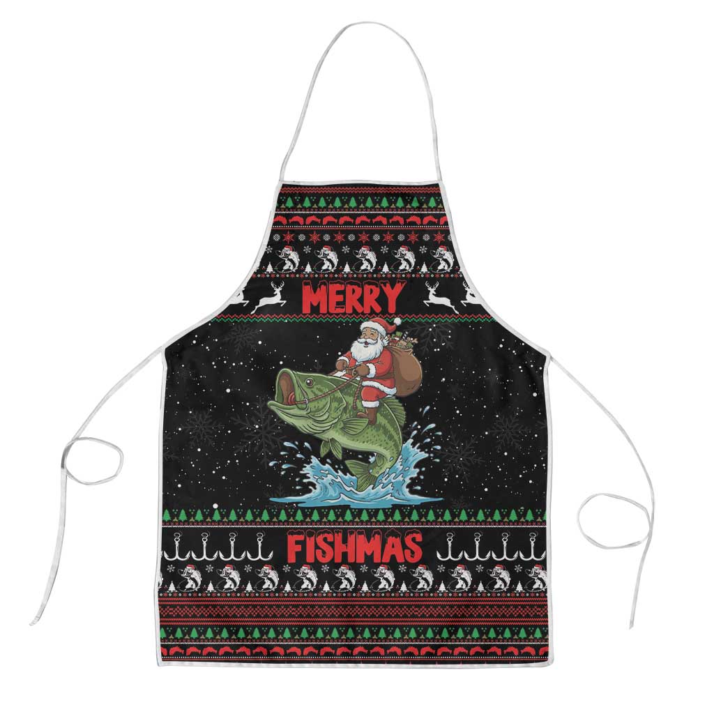 Merry Fishmas Santa Riding Bass Apron Funny Christmas - Wonder Print Shop