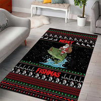 Merry Fishmas Santa Riding Bass Area Rug Funny Christmas - Wonder Print Shop