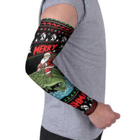 Merry Fishmas Santa Riding Bass Personalized Arm Sleeves Funny Christmas - Wonder Print Shop