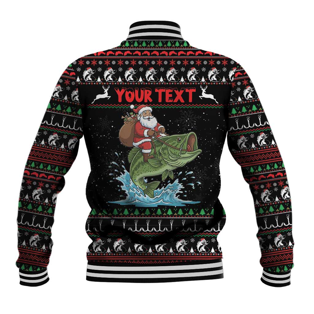 Merry Fishmas Santa Riding Bass Personalized Baseball Jacket Funny Christmas - Wonder Print Shop