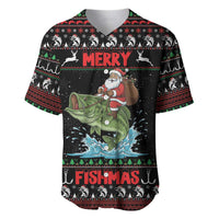 Merry Fishmas Santa Riding Bass Personalized Baseball Jersey Funny Christmas - Wonder Print Shop