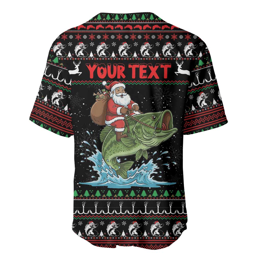 Merry Fishmas Santa Riding Bass Personalized Baseball Jersey Funny Christmas - Wonder Print Shop