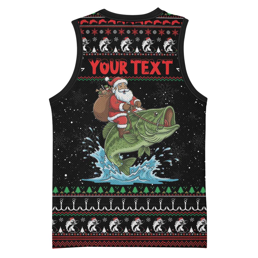 Merry Fishmas Santa Riding Bass Personalized Basketball Jersey Funny Christmas - Wonder Print Shop