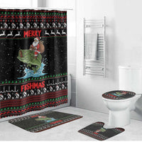 Merry Fishmas Santa Riding Bass Bathroom Set Funny Christmas - Wonder Print Shop