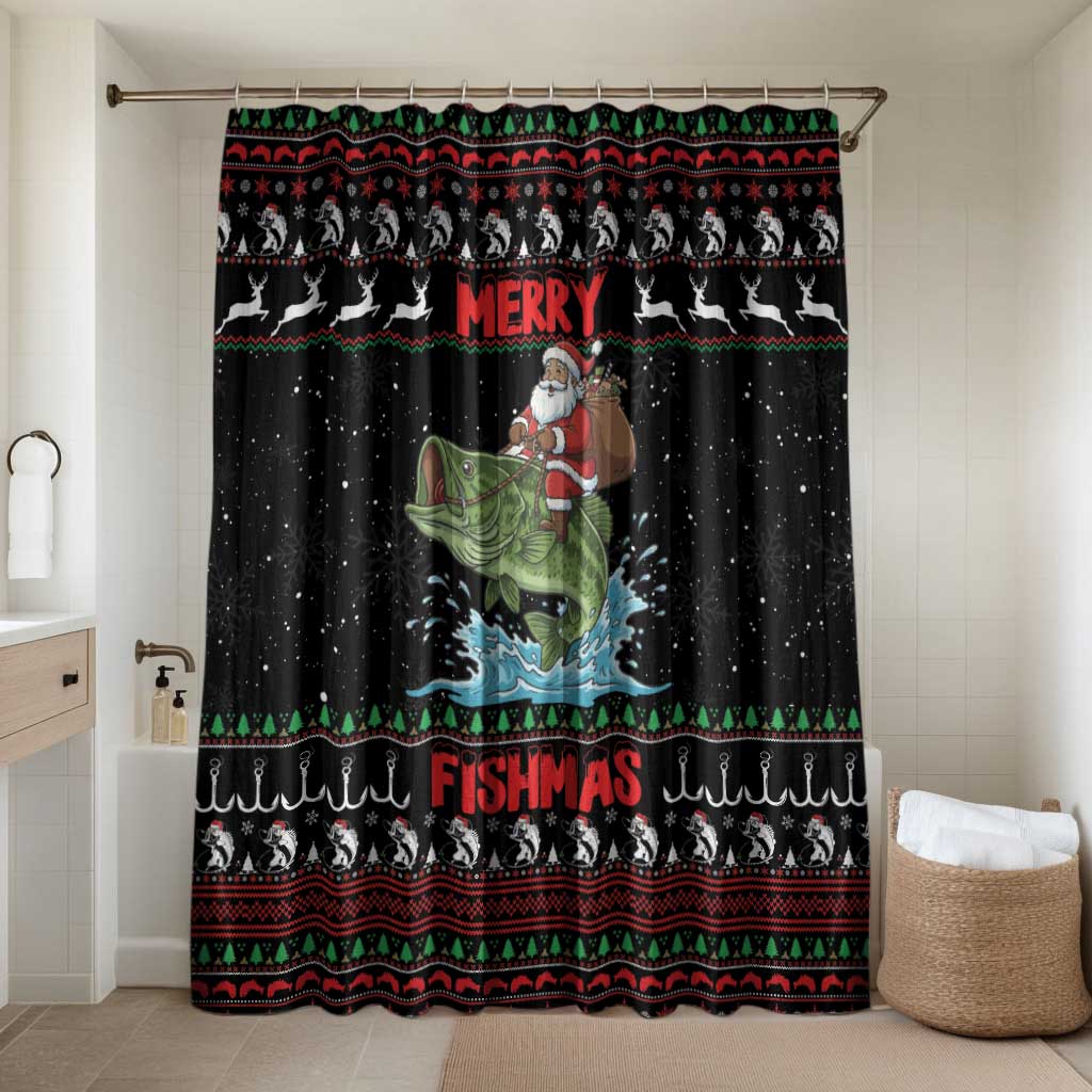 Merry Fishmas Santa Riding Bass Bathroom Set Funny Christmas - Wonder Print Shop