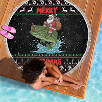 Merry Fishmas Santa Riding Bass Beach Blanket Funny Christmas - Wonder Print Shop