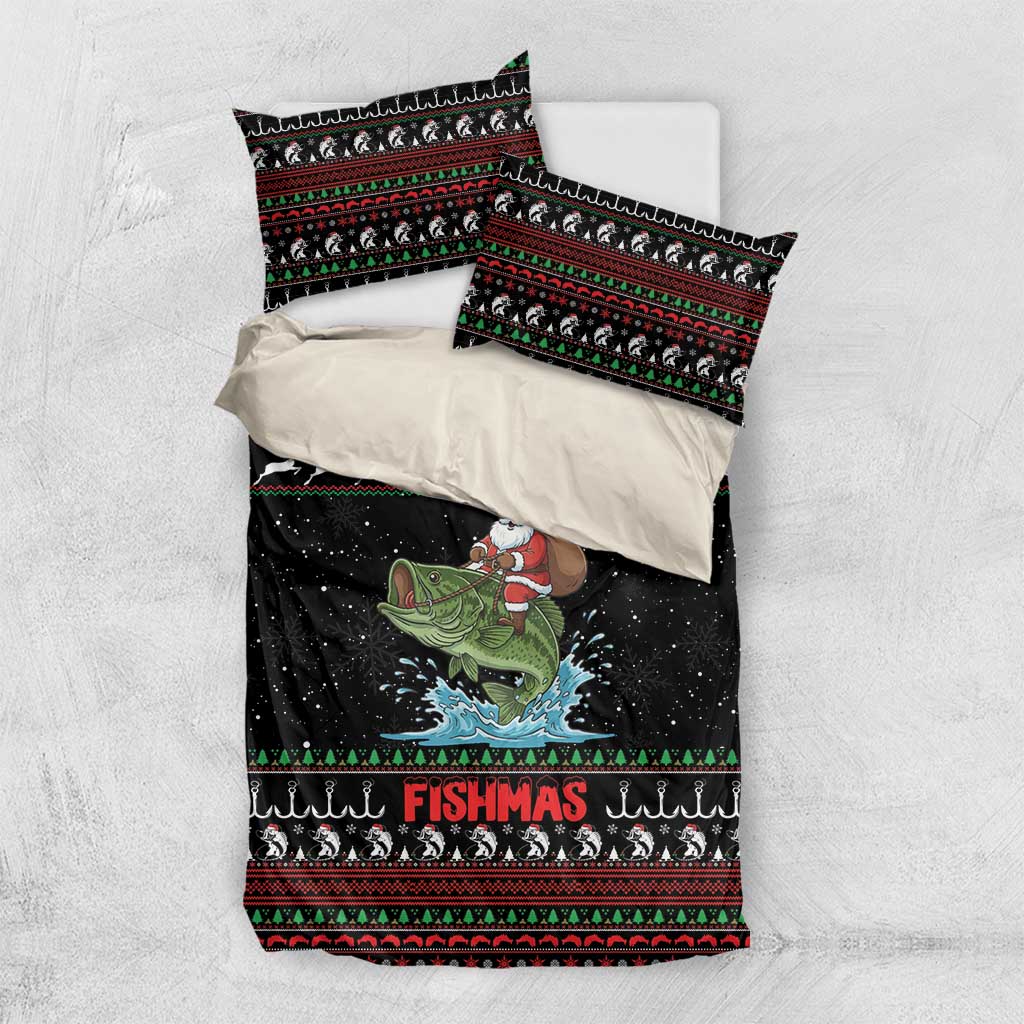 Merry Fishmas Santa Riding Bass Bedding Set Funny Christmas - Wonder Print Shop