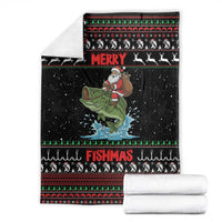 Merry Fishmas Santa Riding Bass Blanket Funny Christmas - Wonder Print Shop