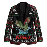 Merry Fishmas Santa Riding Bass Personalized Blazer Funny Christmas - Wonder Print Shop