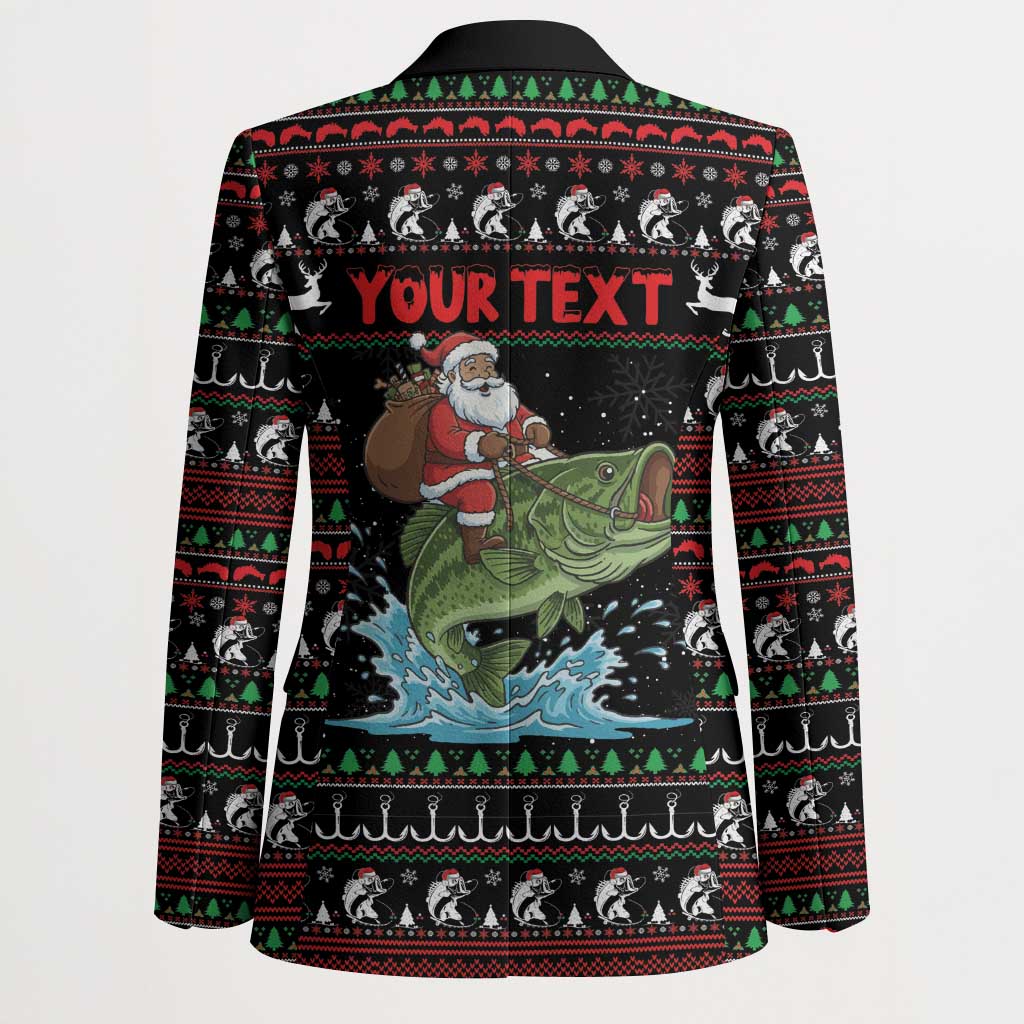 Merry Fishmas Santa Riding Bass Personalized Blazer Funny Christmas - Wonder Print Shop