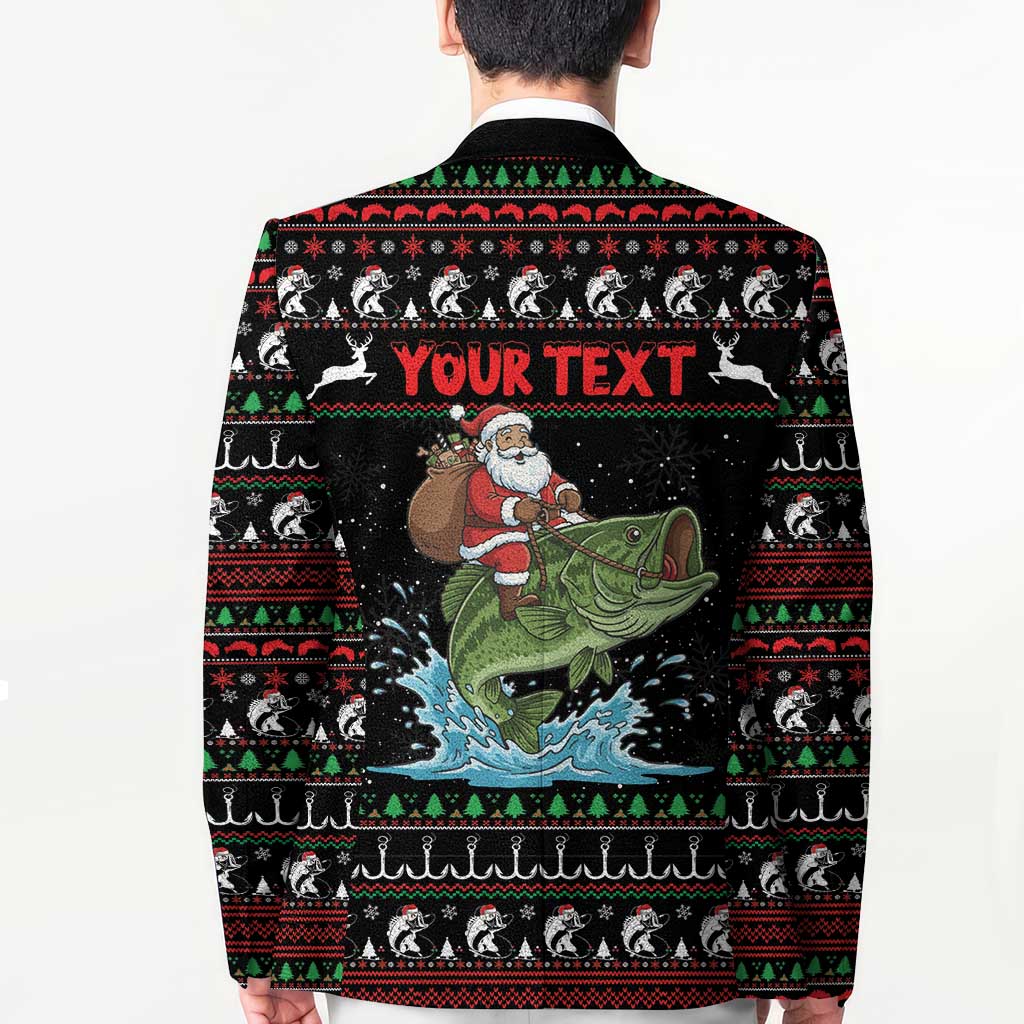 Merry Fishmas Santa Riding Bass Personalized Blazer Funny Christmas - Wonder Print Shop
