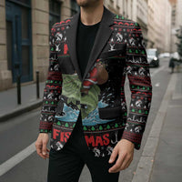 Merry Fishmas Santa Riding Bass Personalized Blazer Funny Christmas - Wonder Print Shop