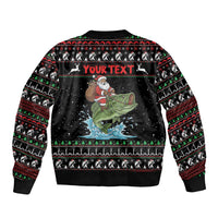 Merry Fishmas Santa Riding Bass Personalized Bomber Jacket Funny Christmas - Wonder Print Shop