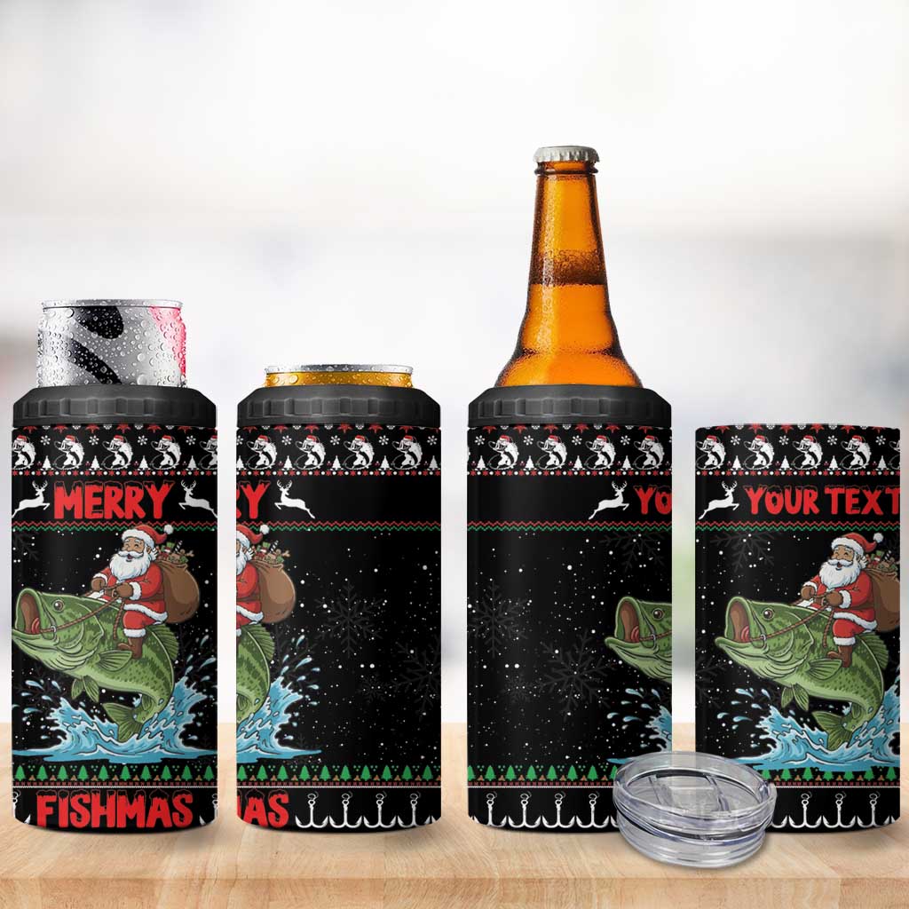 Merry Fishmas Santa Riding Bass Personalized 4 in 1 Can Cooler Tumbler Funny Christmas - Wonder Print Shop