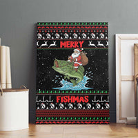 Merry Fishmas Santa Riding Bass Canvas Wall Art Funny Christmas - Wonder Print Shop