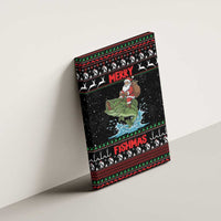 Merry Fishmas Santa Riding Bass Canvas Wall Art Funny Christmas - Wonder Print Shop