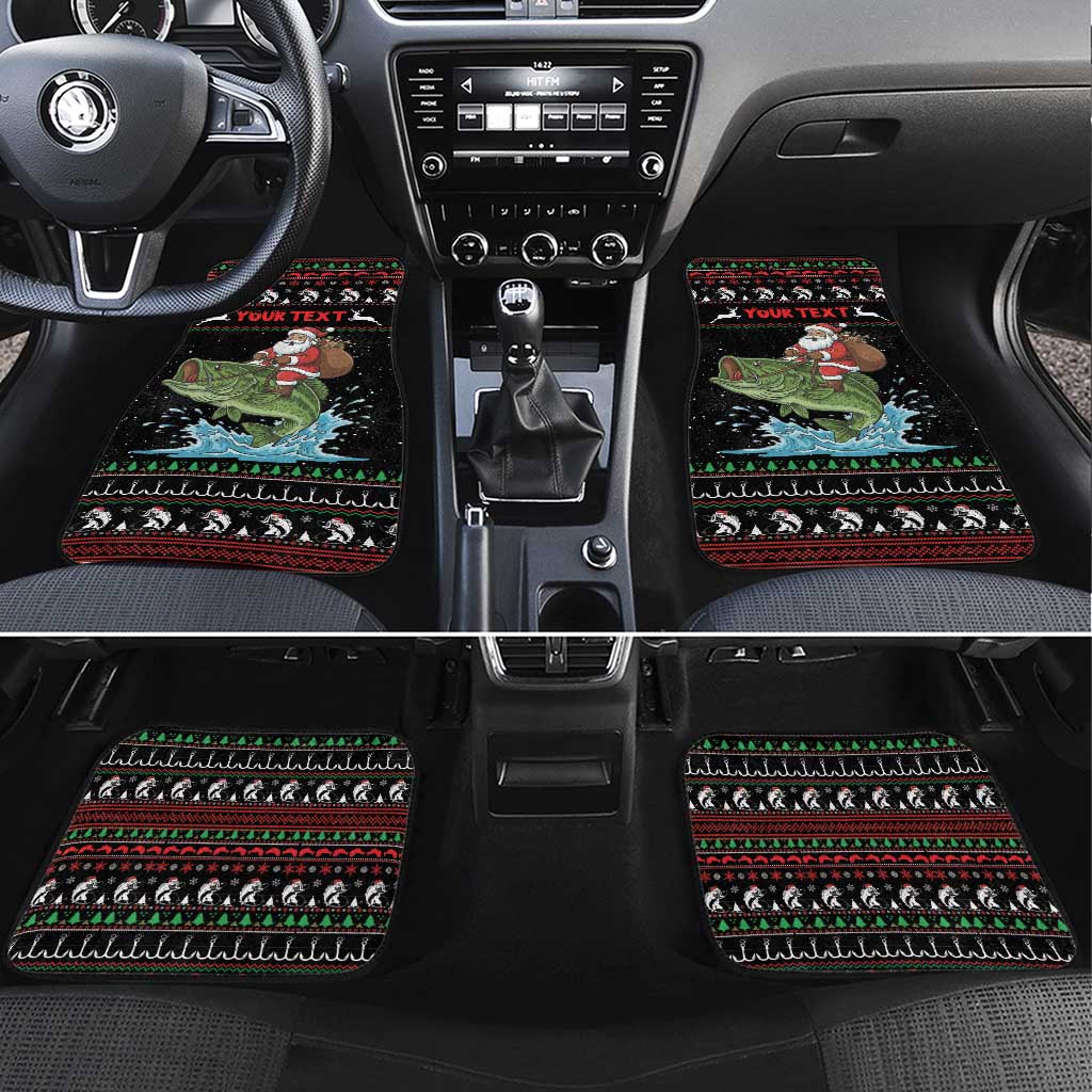 Merry Fishmas Santa Riding Bass Personalized Car Mats Funny Christmas - Wonder Print Shop