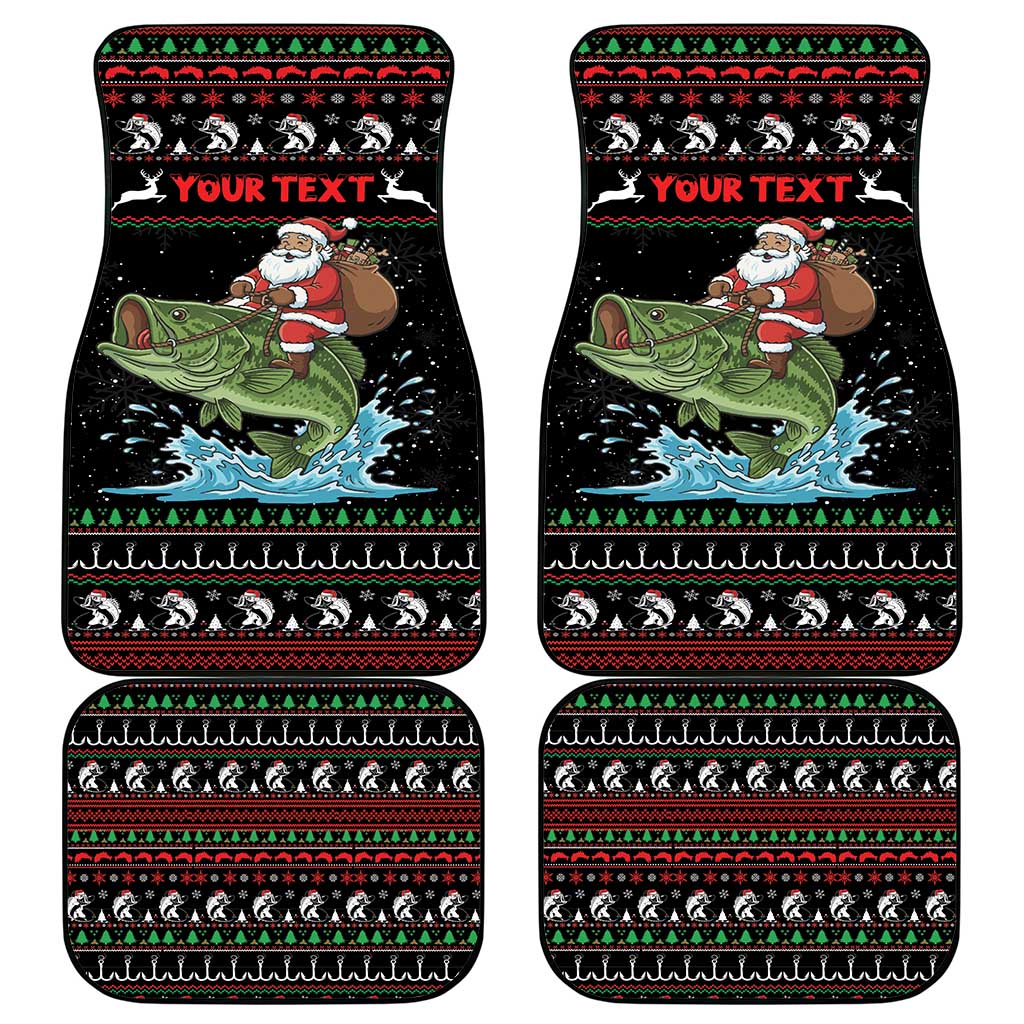 Merry Fishmas Santa Riding Bass Personalized Car Mats Funny Christmas - Wonder Print Shop