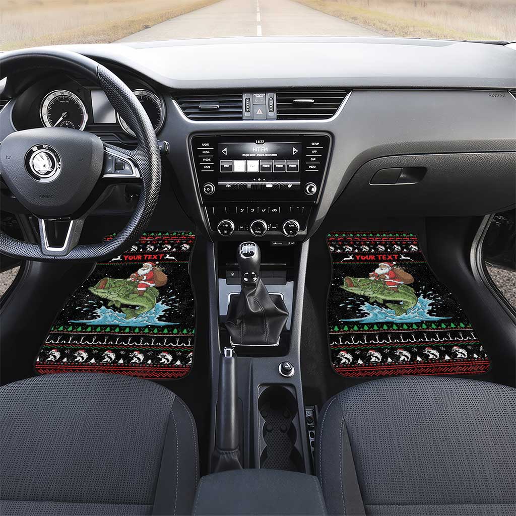 Merry Fishmas Santa Riding Bass Personalized Car Mats Funny Christmas - Wonder Print Shop