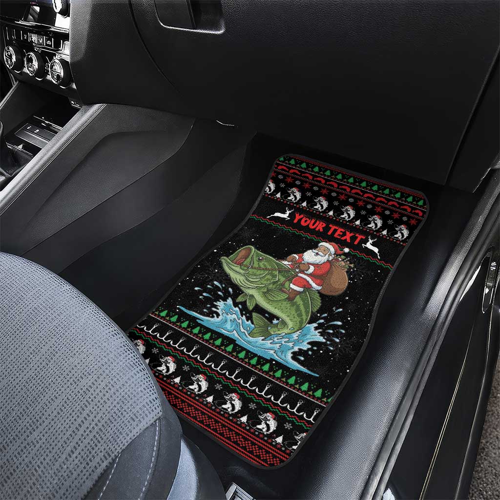 Merry Fishmas Santa Riding Bass Personalized Car Mats Funny Christmas - Wonder Print Shop