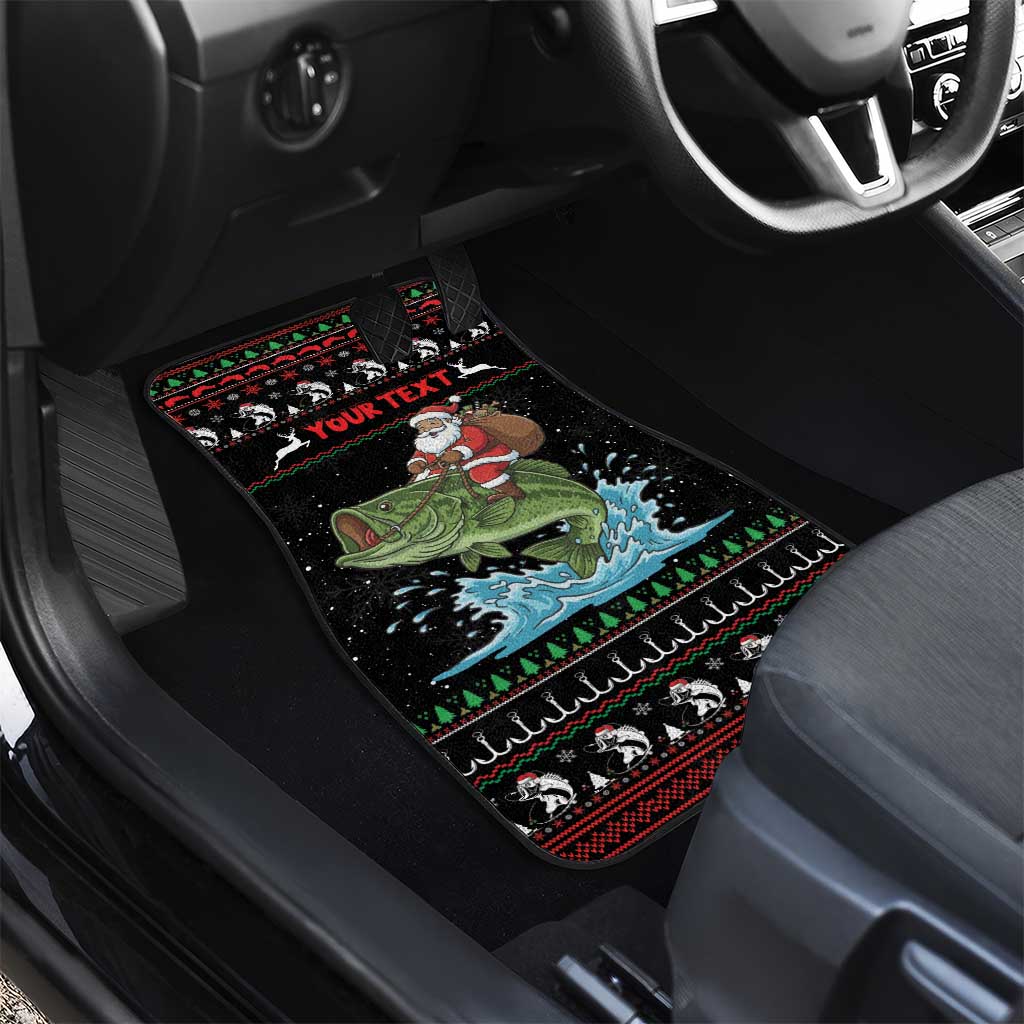 Merry Fishmas Santa Riding Bass Personalized Car Mats Funny Christmas - Wonder Print Shop