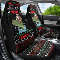 Merry Fishmas Santa Riding Bass Car Seat Cover Funny Christmas - Wonder Print Shop