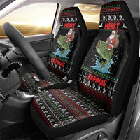 Merry Fishmas Santa Riding Bass Car Seat Cover Funny Christmas - Wonder Print Shop