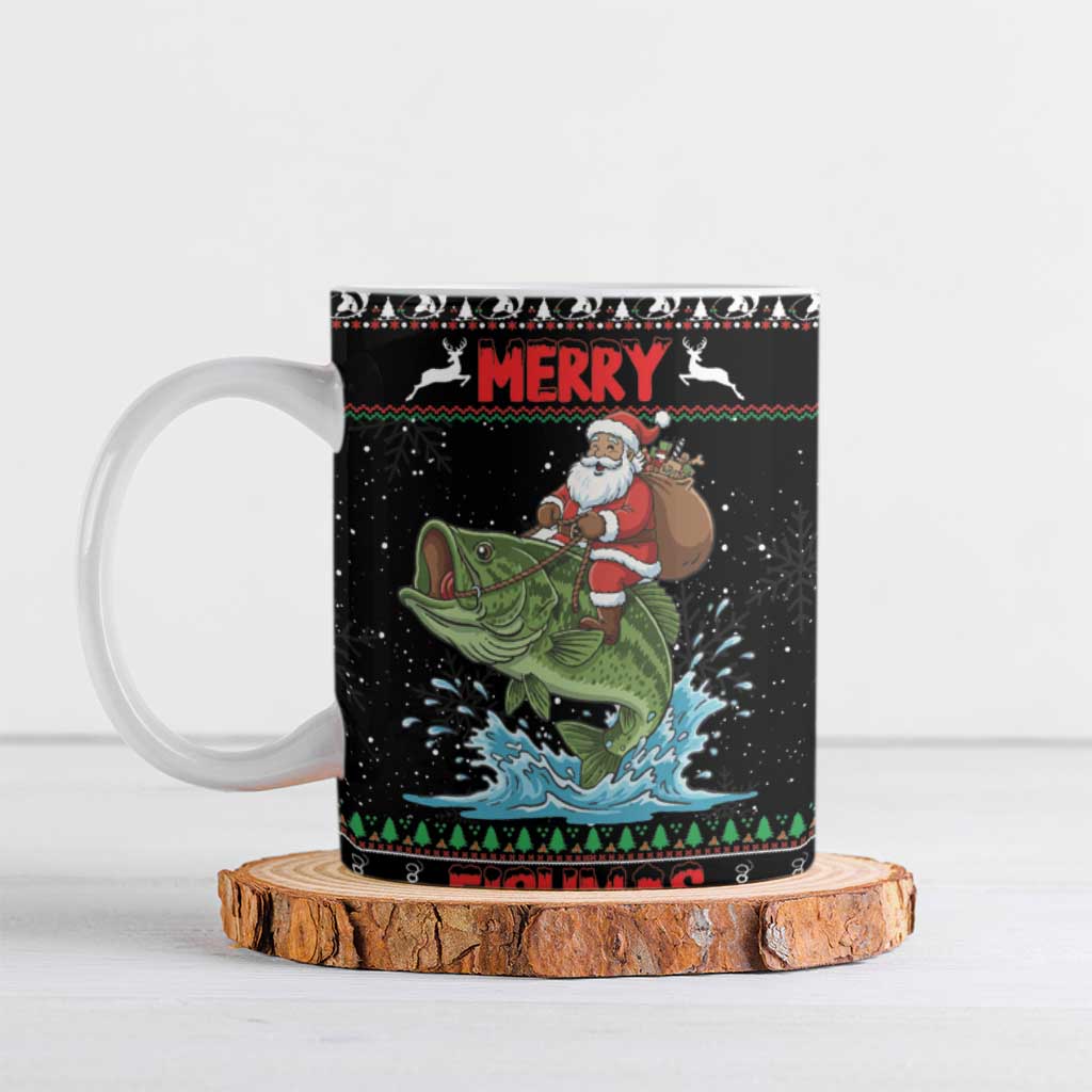Merry Fishmas Santa Riding Bass Personalized Ceramic Mug Funny Christmas - Wonder Print Shop