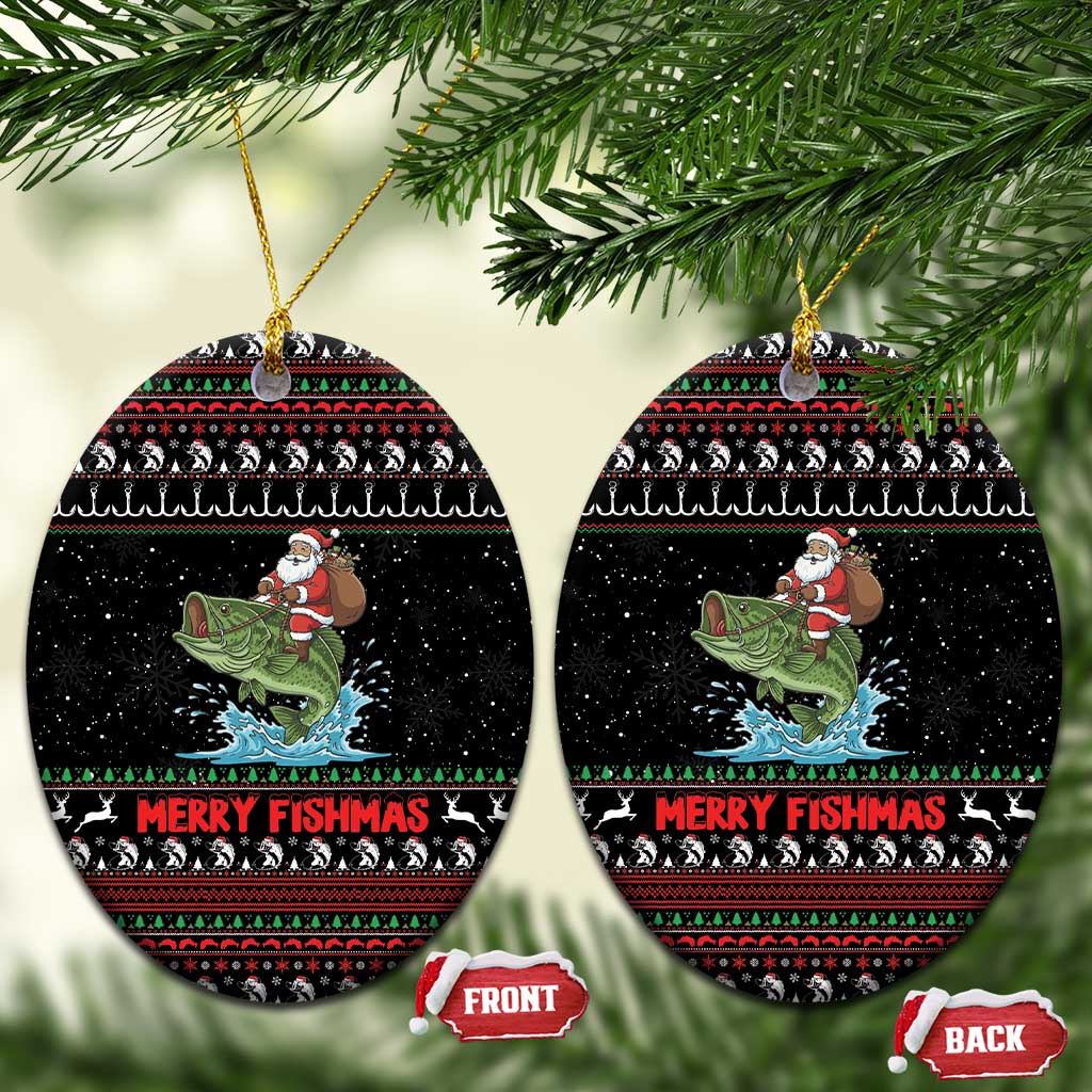 Merry Fishmas Santa Riding Bass Ceramic Ornament Funny Christmas - Wonder Print Shop