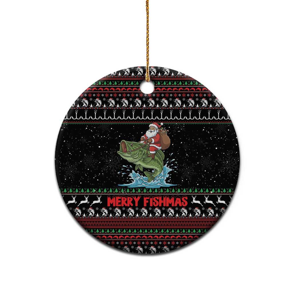 Merry Fishmas Santa Riding Bass Ceramic Ornament Funny Christmas - Wonder Print Shop