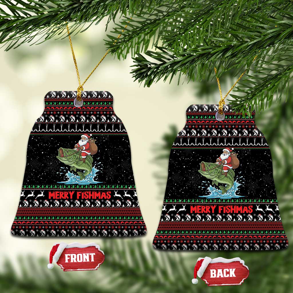 Merry Fishmas Santa Riding Bass Ceramic Ornament Funny Christmas - Wonder Print Shop