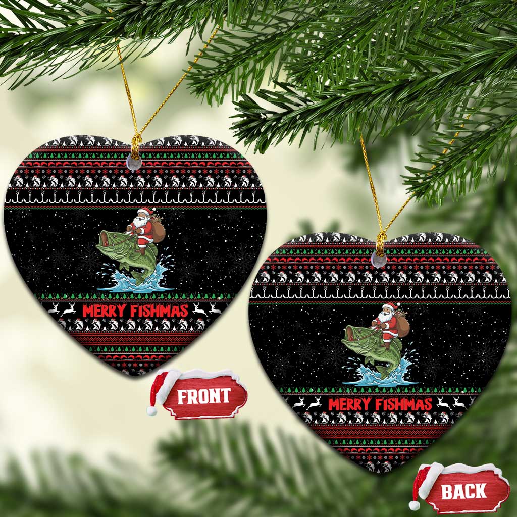 Merry Fishmas Santa Riding Bass Ceramic Ornament Funny Christmas - Wonder Print Shop