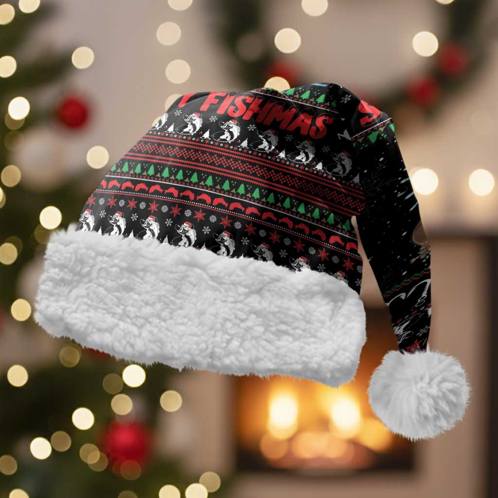 Merry Fishmas Santa Riding Bass Christmas Santa Hat Funny Christmas - Wonder Print Shop