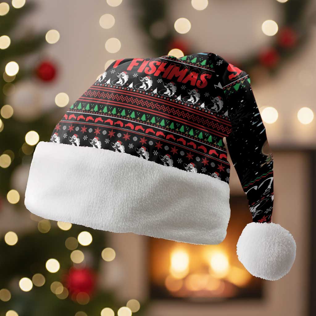 Merry Fishmas Santa Riding Bass Christmas Santa Hat Funny Christmas - Wonder Print Shop