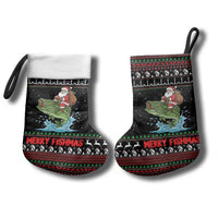 Merry Fishmas Santa Riding Bass Christmas Stocking Funny Christmas - Wonder Print Shop