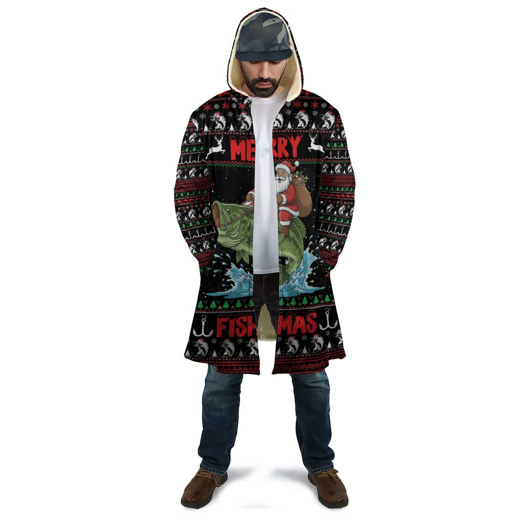 Merry Fishmas Santa Riding Bass Personalized Cloak Funny Christmas - Wonder Print Shop