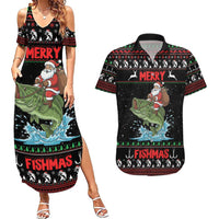 Merry Fishmas Santa Riding Bass Personalized Couples Matching Summer Maxi Dress and Hawaiian Shirt Funny Christmas - Wonder Print Shop