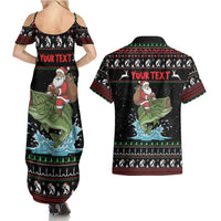 Merry Fishmas Santa Riding Bass Personalized Couples Matching Summer Maxi Dress and Hawaiian Shirt Funny Christmas - Wonder Print Shop