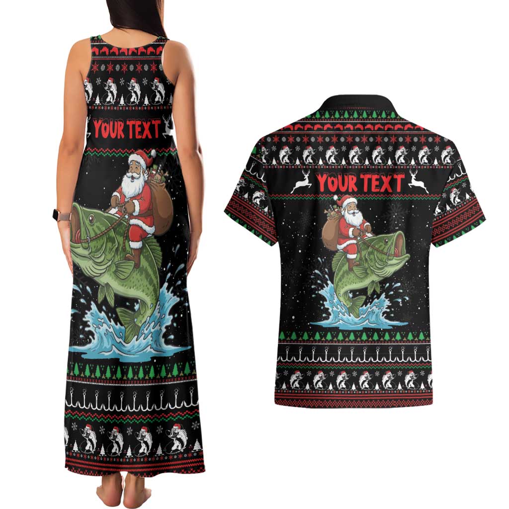 Merry Fishmas Santa Riding Bass Personalized Couples Matching Tank Maxi Dress and Hawaiian Shirt Funny Christmas - Wonder Print Shop