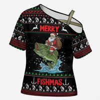 Merry Fishmas Santa Riding Bass Personalized Cross Shoulder Shirt Funny Christmas - Wonder Print Shop